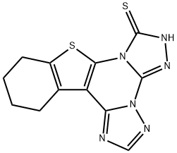 10,11,12,13-tetrahydro[1]benzothieno[3,2-e]di[1,2,4]triazolo[4,3-a:1,5-c]pyrimidin-7-yl hydrosulfide 结构式