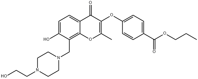 propyl 4-[(7-hydroxy-8-{[4-(2-hydroxyethyl)-1-piperazinyl]methyl}-2-methyl-4-oxo-4H-chromen-3-yl)oxy]benzoate|