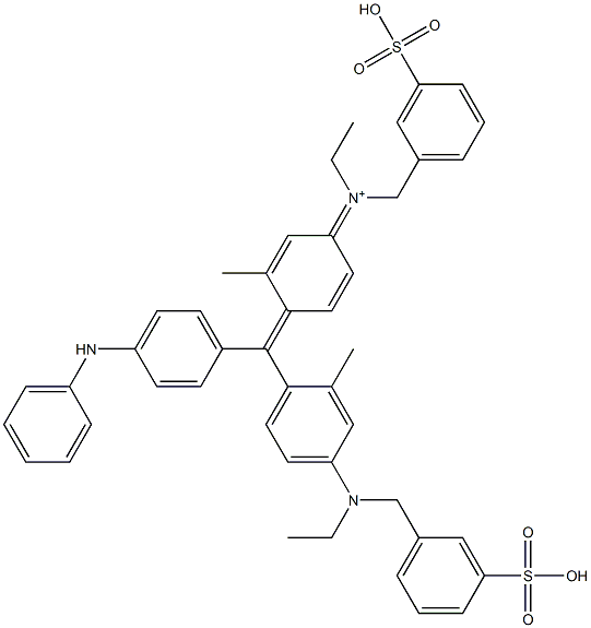 Benzenemethanaminium,N-ethyl-N-[4-[[4-[ethyl[(3-sulfophenyl)methyl]amino]-2-methylphenyl][4-(phenylamino)phenyl]methylene]-3-methyl-2,5-cyclohexadien-1-ylidene]-3-sulfo-,inner salt, sodium salt (1:1) Structure