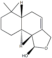 (1R)-6,6,9aβ-トリメチル-1,3,5,5aα,6,7,8,9,9a,9bα-デカヒドロナフト[1,2-c]フラン-1α-オール 化学構造式