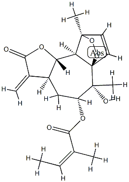 (Z)-2-Methyl-2-butenoic acid [(3aS,9aS,9bS)-2,3,3a,5,6,9,9a,9b-octahydro-6β-hydroxy-6,9-dimethyl-3-methylene-2-oxo-4H-6aβ,9β-ethenofuro[2',3':3,4]cyclohepta[1,2-c][1,2]dioxol-5β-yl] ester 结构式