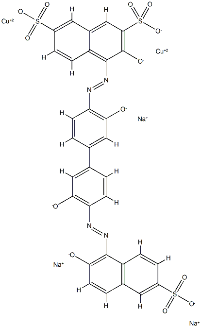 trisodium [mu-[4-[[3,3'-dihydroxy-4'-[(2-hydroxy-6-sulpho-1-naphthyl)azo][1,1'-biphenyl]-4-yl]azo]-3-hydroxynaphthalene-2,7-disulphonato(7-)]]dicuprate(3-) 化学構造式