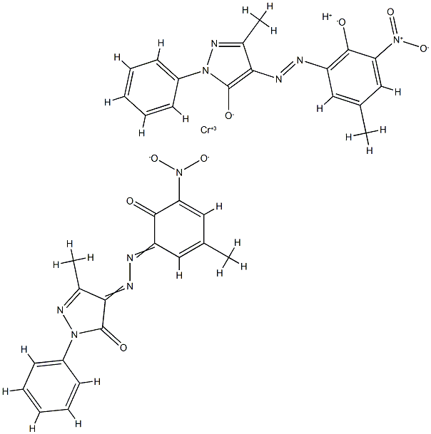 hydrogen bis[2,4-dihydro-4-[(2-hydroxy-5-methyl-3-nitrophenyl)azo]-5-methyl-2-phenyl-3H-pyrazol-3-onato(2-)]chromate(1-) Structure