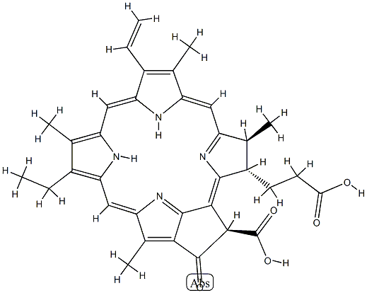 [3S-(3alpha,4beta,21beta]-21-carboxy-14-ethyl-4,8,13,18-tetramethyl-20-oxo-9-vinylphorbine-3-propionic acid Struktur