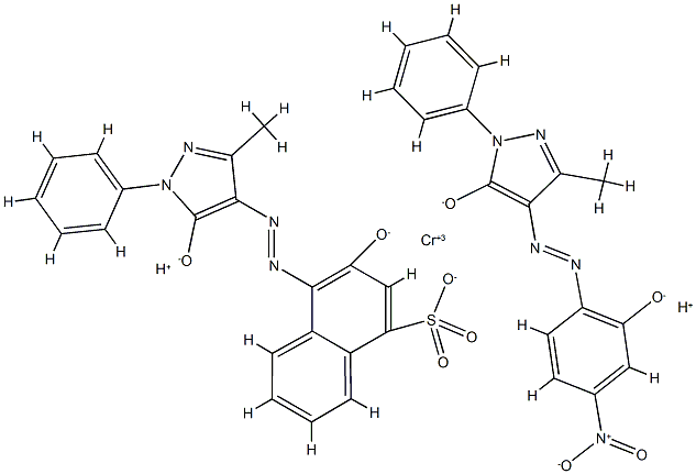 Chromate(2-), [2,4-dihydro-4-[(2-hydroxy-4-nitrophenyl)azo]-5-methyl-2-phenyl-3H-pyrazol-3-onato(2-)][4-[(4,5-dihydro-3-methyl-5-oxo-1-phenyl-1H-pyrazol-4-yl)azo]-3-hydroxy-1-naphthalenesulfonato(3-)]-, dihydrogen 结构式