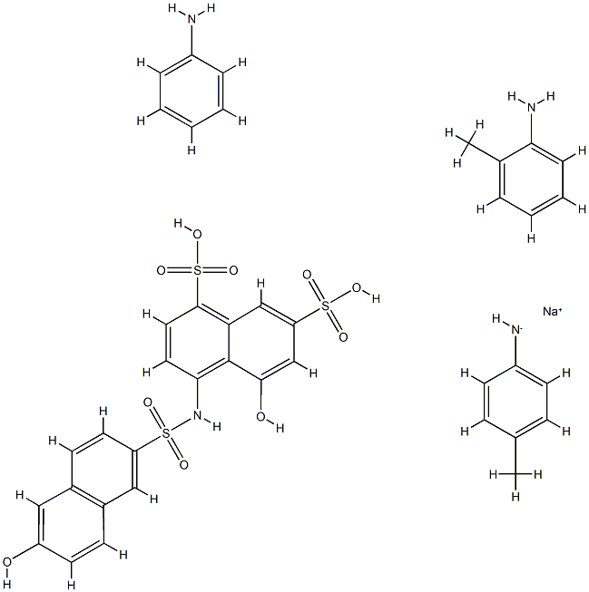 1,7-Naphthalenedisulfonic acid, 5-hydroxy-4-[[(6-hydroxy- 2-naphthalenyl)sulfonyl]amino]-, coupled with diazotized aniline, o-and p-toluidine, sodium salts Structure