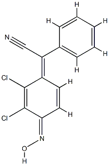α-[2,3-Dichloro-4-(hydroxyimino)-2,5-cyclohexadien-1-ylidene]benzeneacetonitrile Structure