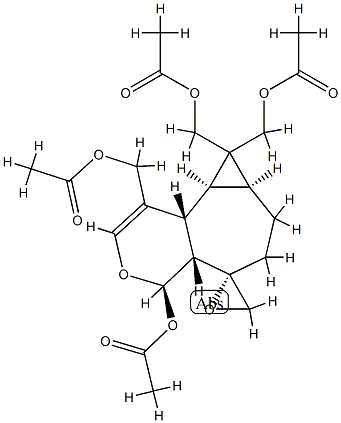 (4R,5S)-4-Acetoxy-1,8,8-tris(acetoxymethyl)-4,4aα,6,7,7aβ,8,8aβ,8bα-octahydrospiro[5H-cyclopropa[3,4]cyclohepta[1,2-c]pyran-5,2'-oxirane]|