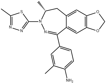 (R)-5-(4-AMINO-3-METHYL-PHENYL)-8-METHYL-7-(5-METHYL-1,3,4-THIADIAZOL-2-YL)-8,9-DIHYDRO-7H-1,3-DIOXOLO[4,5-H][2,3]-BENZODIAZEPINE,732278-52-3,结构式