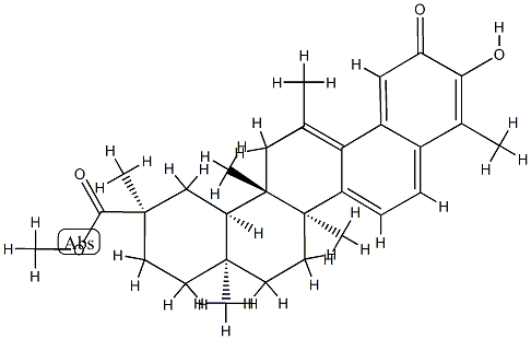 (20R)-3-Hydroxy-11-methyl-2-oxo-24,25-dinor-D:A-friedoolean-1(10),3,5,7,9(11)-penten-29-oic acid methyl ester Struktur