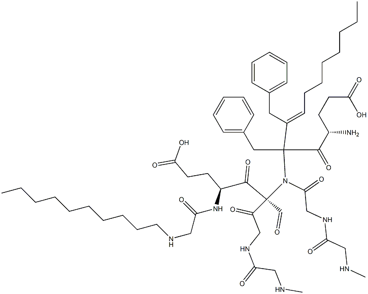 cyclo(Glu(O-benzyl)-Sar-Gly-(N-n-decyl)Gly)2 Structure