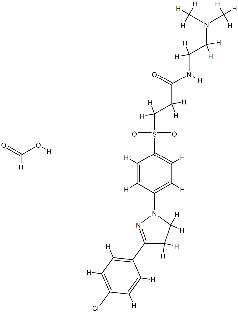 formic acid, compound with 3-[[4-[3-(4-chlorophenyl)-4,5-dihydro-1H-pyrazol-1-yl]phenyl]sulphonyl]-N-[2-(dimethylamino)ethyl]propionamide (1:1) Structure