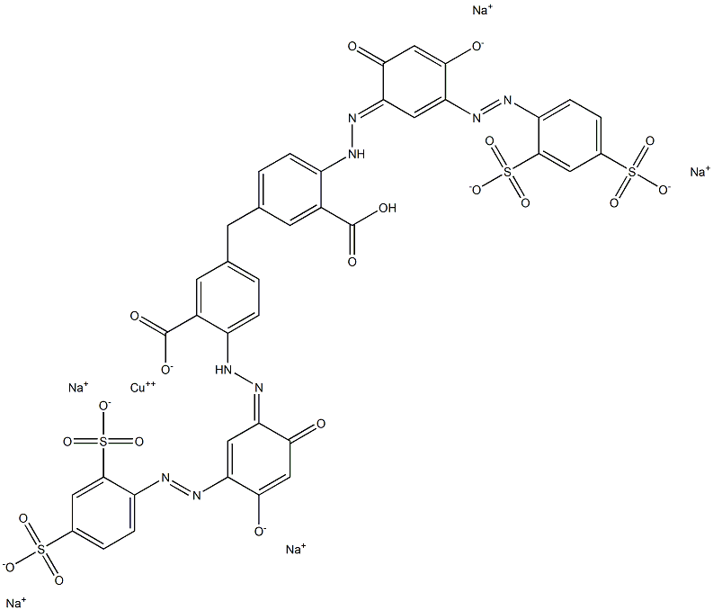 Cuprate(5-), [[3,3'-methylenebis[6-[[3- [(2,4-disulfophenyl)azo]-2,4-dihydroxyphenyl]azo ]benzoato]](7-)]-, pentasodium 化学構造式