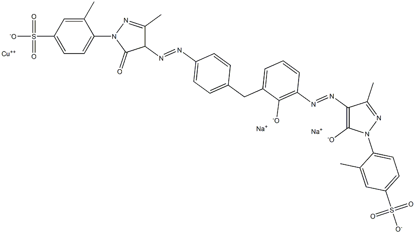 Cuprate(2-), [4-[4,5-dihydro-4-[[4-[[4,5-dihydro-3-methyl-1-(2-methyl-5-sulfophenyl)-5-oxo-1H-pyrazol-4-yl]azo]-3-hydroxyphenyl] methyl]phenyl]azo]-3-methyl-5-oxo-1H-pyrazol-1-yl]-5-methylbenzenesulfonato(4-)]-, disodium|[4-[4,5-二氢-4-[[4-[[4,5-二氢-3-甲基-1-(2-甲基-5-磺基苯基)-5-氧代-1H-吡唑-4-基]偶氮]-3-羟基苯基]甲基]苯基]偶氮]-3-甲基-5-氧代-1H-吡唑-1-基]-5-甲苯磺酸根合(4-)]铜酸(2-)二钠