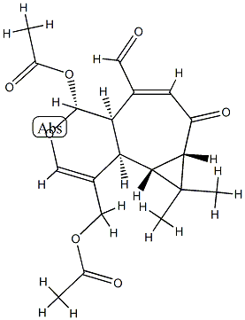 (4R)-4-Acetoxy-1-acetoxymethyl-4aα,7,7aβ,8,8aβ,8bα-hexahydro-8,8-dimethyl-7-oxo-4H-cyclopropa[3,4]cyclohepta[1,2-c]pyran-5-carbaldehyde Structure