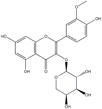 2-(4-Hydroxy-3-methoxyphenyl)-3-(α-L-arabinopyranosyloxy)-5,7-dihydroxy-4H-1-benzopyran-4-one Struktur