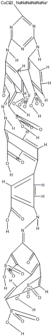 Cuprate(6-), [mu-[4-[[8-[[4-chloro-6-[(3-sulfophenyl)amino]-1,3,5-triazin-2-yl]amino]-1-hydroxy-3,6-disulfo-2-naphthalenyl]azo]-4'-[(1-hydroxy-3,6,8-trisulfo-2-naphthalenyl)azo][1,1'-biphenyl]-3,3'-dicarboxylato(10-)]]di-, hexasodium Structure