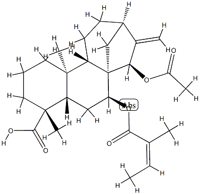 (4R)-15β-Acetoxy-7β-[[(Z)-2-methyl-1-oxo-2-butenyl]oxy]kaur-16-en-18-oic acid Struktur