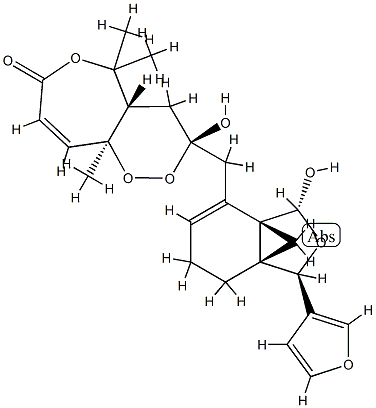 (3R,4aS,9aS)-3-[[(1R)-1-(3-Furyl)-6,7-dihydro-3β-hydroxy-1H,3H-3aα,7aα-methanoisobenzofuran-4-yl]methyl]-3,4,4a,9a-tetrahydro-3-hydroxy-5,5,9a-trimethyl-1,2-dioxino[4,3-c]oxepin-7(5H)-one,73703-76-1,结构式