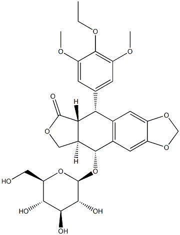 (5R,5aα)-5,8,8aβ,9-Tetrahydro-9β-(β-D-glucopyranosyloxy)-5β-(3,5-dimethoxy-4-ethoxyphenyl)furo[3',4':6,7]naphtho[2,3-d]-1,3-dioxol-6(5aH)-one Structure