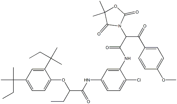 α-(4-Methoxybenzoyl)-α-(2,4-dioxo-5,5-dimethyloxazolidin-3-yl)-5'-[α-(2,4-di-tert-pentylphenoxy)butanoylamino]-2'-chloroacetanilide 结构式