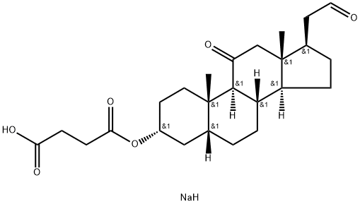 3α-[3-(Sodiooxycarbonyl)-1-oxopropoxy]-11-oxo-5β-pregnan-21-al,73928-24-2,结构式