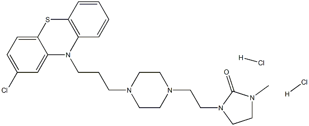 2-クロロ-10-[3-[4-[2-(3-メチル-2-オキソイミダゾリジン-1-イル)エチル]-1-ピペラジニル]プロピル]-10H-フェノチアジン·2塩酸塩 化学構造式
