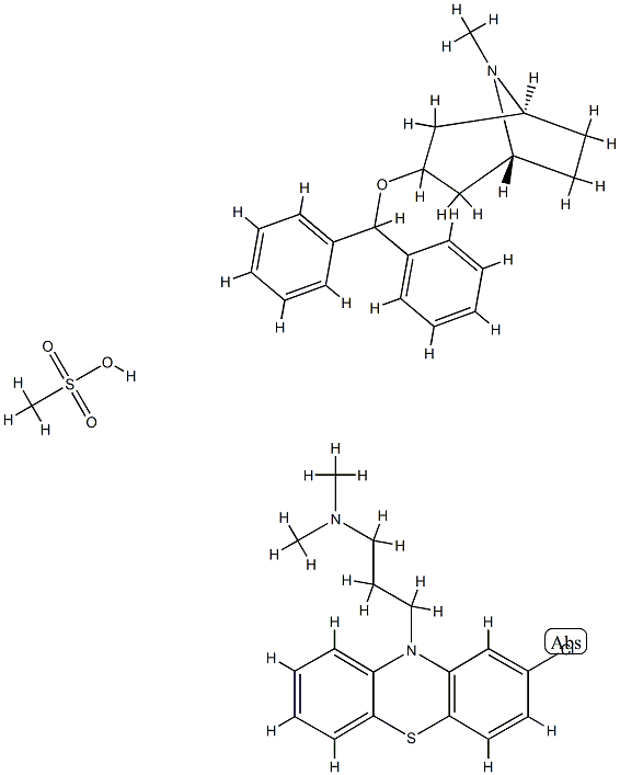 (1S,5R)-3-benzhydryloxy-8-methyl-8-azabicyclo[3.2.1]octane, 3-(2-chlor ophenothiazin-10-yl)-N,N-dimethyl-propan-1-amine, methanesulfonic acid|