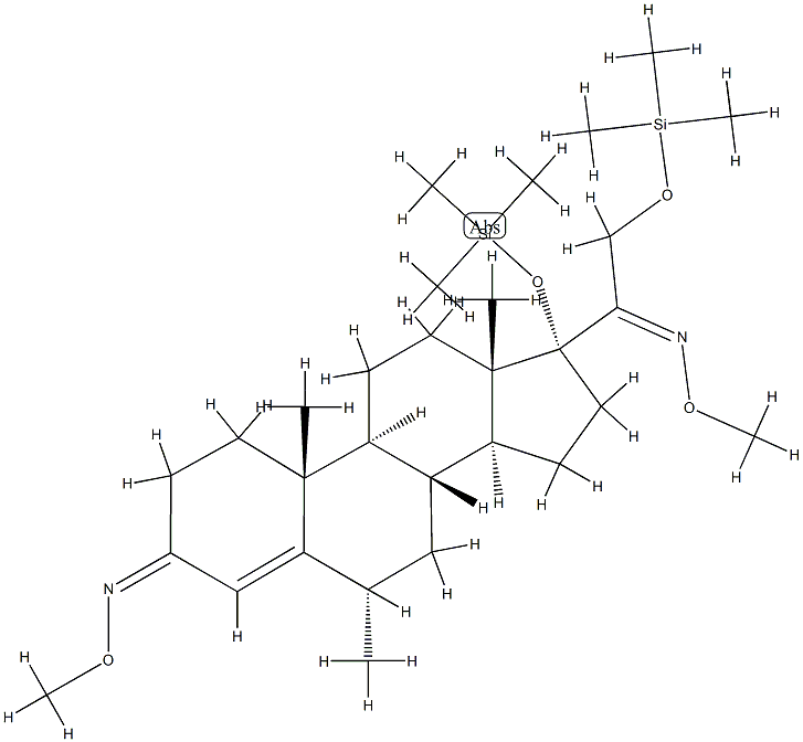 6α-Methyl-17,21-bis[(trimethylsilyl)oxy]pregn-4-ene-3,20-dione bis(O-methyl oxime) 结构式