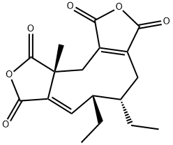 (5S,6S,7E,10aR)-5,6-ジエチル-5,6,10a,11-テトラヒドロ-10a-メチル-1H-シクロノナ[1,2-c:4,5-c']ジフラン-1,3,8,10(4H)-テトラオン 化学構造式