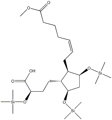 (1R,αR)-2β-[(Z)-7-メトキシ-7-オキソ-2-ヘプテニル]-3β,5β,α-トリス[(トリメチルシリル)オキシ]シクロペンタン-1α-酪酸 化学構造式