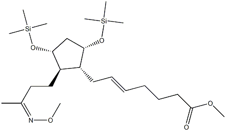 7-[(1R)-2β-[3-(メトキシイミノ)ブチル]-3α,5α-ビス[(トリメチルシリル)オキシ]シクロペンタン-1α-イル]-5-ヘプテン酸メチル 化学構造式