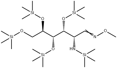 2-デオキシ-3-O,4-O,5-O,6-O-テトラキス(トリメチルシリル)-2-[(トリメチルシリル)アミノ]-D-グルコースO-メチルオキシム 化学構造式