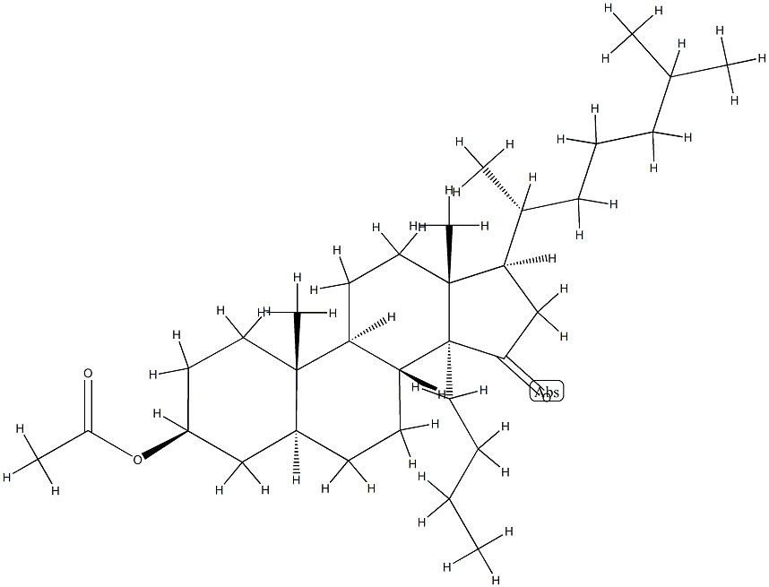 14-ブチル-15-オキソ-5α-コレスタン-3β-イル=アセタート 化学構造式