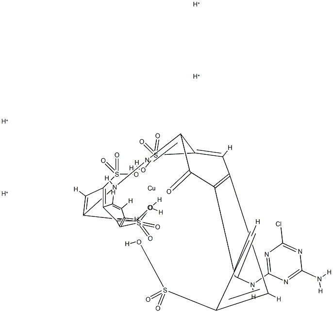 tetrahydrogen [3-[[8-[(4-amino-6-chloro-1,3,5-triazin-2-yl)amino]-1-hydroxy-3,6-disulpho-2-naphthyl]azo]-4-hydroxynaphthalene-1,5-disulphonato(6-)]cuprate(4-)  Structure