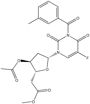 2'-デオキシ-5-フルオロ-3-(3-メチルベンゾイル)ウリジン3',5'-ジアセタート 化学構造式