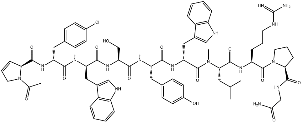 GnRH, (Ac-dehydro-Pro(1)-4-Cl-Phe(2)-Trp(3,6))-N-(alpha)-MeLeu(7)- 结构式