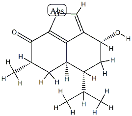 3,4,5,5aα,6,7-Hexahydro-3α-hydroxy-7α-methyl-5α-isopropyl-8H-naphtho[1,8-bc]furan-8-one Struktur