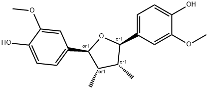 4,4'-[(テトラヒドロ-3β,4β-ジメチルフラン)-2α,5α-ジイル]ビス[2-メトキシフェノール] 化学構造式