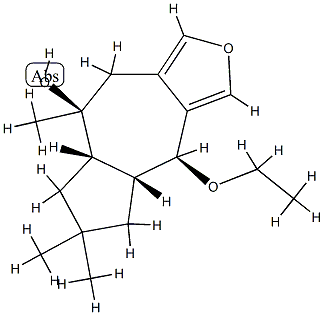 4β-エトキシ-4,4aβ,5,6,7,7aβ,8,9-オクタヒドロ-6,6,8-トリメチルアズレノ[5,6-c]フラン-8β-オール 化学構造式