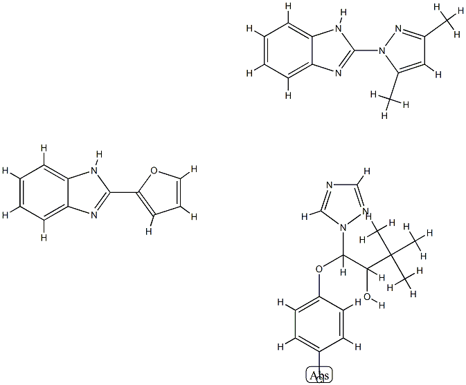 1H-1,2,4-Triazole-1-ethanol, beta-(4-chlorophenoxy)-alpha-(1,1-dimethy lethyl)-, mixt. with 2-(3,5-dimethyl-1H-pyrazol-1-yl)-1H-benzimidazole  and 2-(2-furanyl)-1H-benzimidazole 结构式