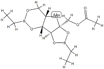 2-O,3-O:4-O,6-O-Bis(ethylboranediyl)-α-L-sorbofuranose 1-acetate Struktur