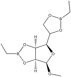 Methyl 2-O,3-O:5-O,6-O-bis(ethylboranediyl)-α-D-mannofuranoside Struktur