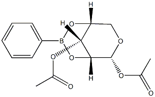 2-O,4-O-(Phenylboranediyl)-α-D-ribopyranose 1,3-diacetate Structure