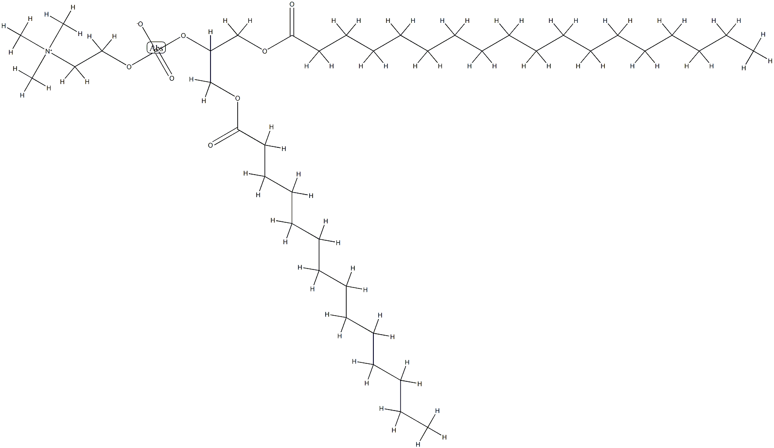 (1-十八碳酰基氧基-3-十四碳酰氧基丙-2-基)2-三甲基铵乙基磷酸酯, 74838-88-3, 结构式