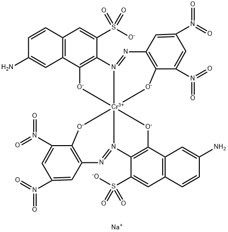 二[6-氨基-4-羟基-3-[(2-羟基-3,5-二硝基苯基)偶氮]萘-2-磺酸根合(3-)]铬酸(3-)三钠,74920-95-9,结构式