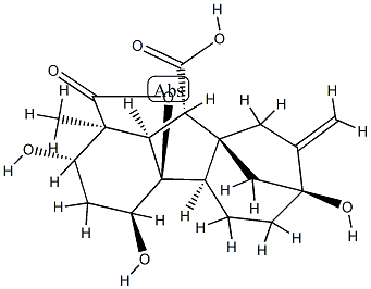 2β,4α,4aα,7-テトラヒドロキシ-1β-メチル-8-メチレンギバン-1α,10β-ジカルボン酸1,4a-ラクトン 化学構造式