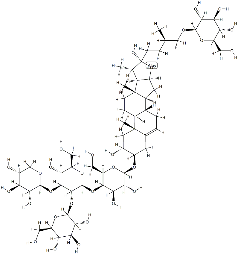 75084-54-7 [(25R)-26-(β-D-Glucopyranosyloxy)-2α,22α-dihydroxyfurost-5-en-3β-yl]4-O-[2-O-(β-D-glucopyranosyl)-3-O-(β-D-xylopyranosyl)-β-D-glucopyranosyl]-β-D-galactopyranoside