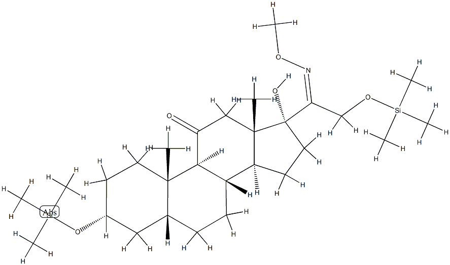 17-ヒドロキシ-20-(メトキシイミノ)-3α,21-ビス[(トリメチルシリル)オキシ]-5β-プレグナン-11-オン 化学構造式