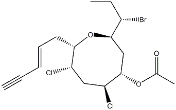 2β-[(S)-1-Bromopropyl]-5β,7α-dichloro-8α-[(E)-2-pentene-4-ynyl]oxocane-4α-ol acetate,75179-72-5,结构式